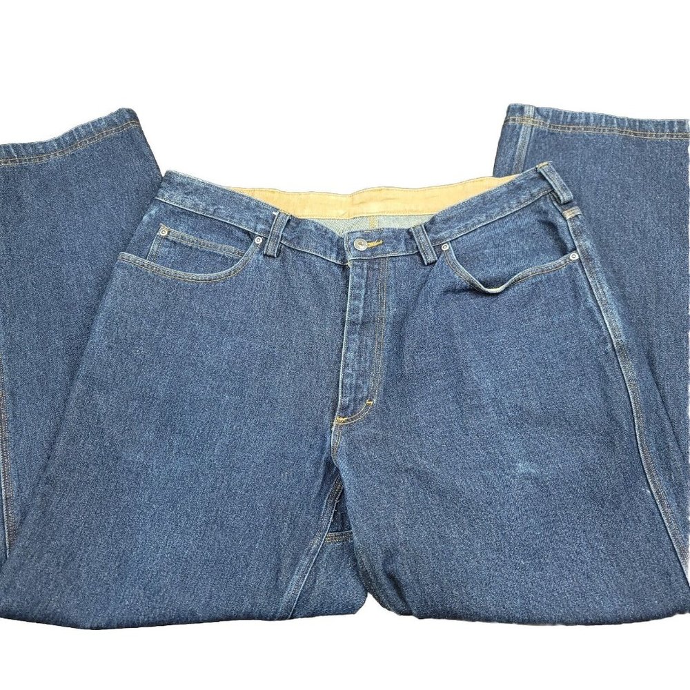 Duluth Trading Co 40 x 32 Jeans Fire Hose‎ Heavy Duty Blue Denim Dark Wash